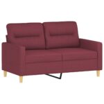 Ensemble de canapés 3 pcs avec coussins Rouge bordeaux Tissu – Image 2