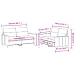 Ensemble de canapés 2 pcs avec coussins Gris clair Tissu – Image 4