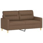 Ensemble de canapés 2 pcs avec coussins Marron Tissu – Image 2