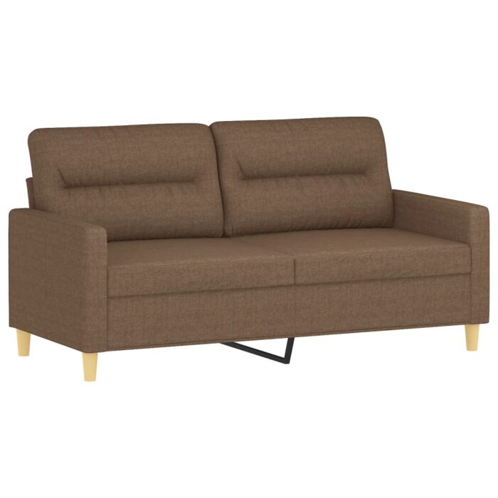 Ensemble de canapés 2 pcs avec coussins Marron Tissu – Image 2