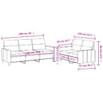 Ensemble de canapés 2 pcs avec coussins Jaune clair Tissu – Image 4