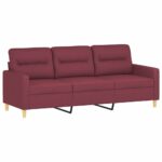 Ensemble de canapés 2 pcs avec coussins Rouge bordeaux Tissu – Image 2