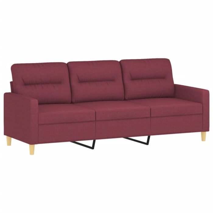 Ensemble de canapés 2 pcs avec coussins Rouge bordeaux Tissu – Image 2
