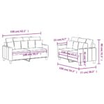 Ensemble de canapés 2 pcs avec coussins Gris clair Tissu – Image 5