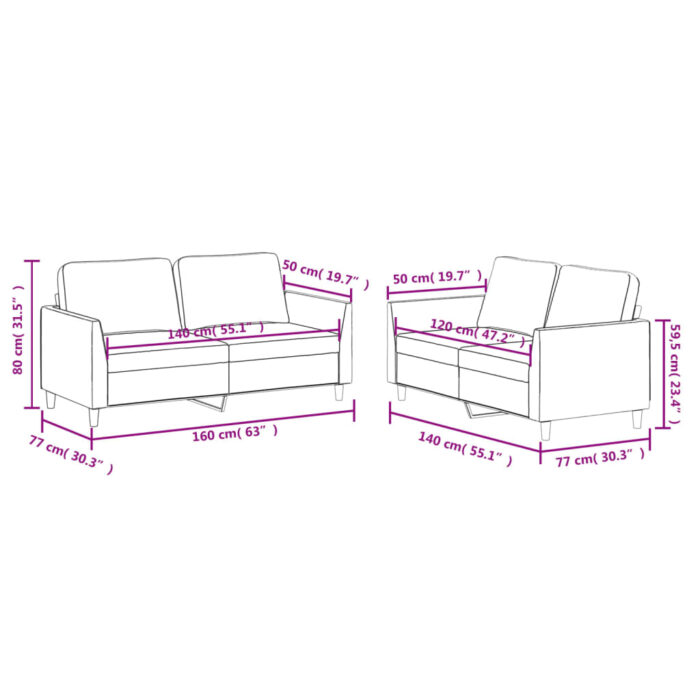 Ensemble de canapés 2 pcs avec coussins Cappuccino Similicuir – Image 5