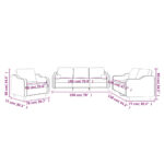 Ensemble de canapés 3 pcs coussins gris clair tissu – Image 8