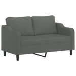 Ensemble de canapés 2 pcs avec coussins Gris foncé Tissu – Image 2
