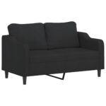 Ensemble de canapés 2 pcs avec coussins Noir Tissu – Image 2