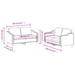 Ensemble de canapés 2 pcs avec coussins Noir Tissu – Image 4