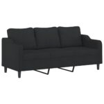 Ensemble de canapés 2 pcs avec coussins Noir Tissu – Image 2
