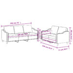 Ensemble de canapés 2 pcs avec coussins Noir Tissu – Image 4