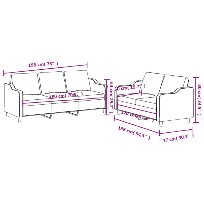VXL8721012068056_g_en_hd_4.jpg Ensemble de canapés 2 pcs avec coussins Noir Tissu – Image 4