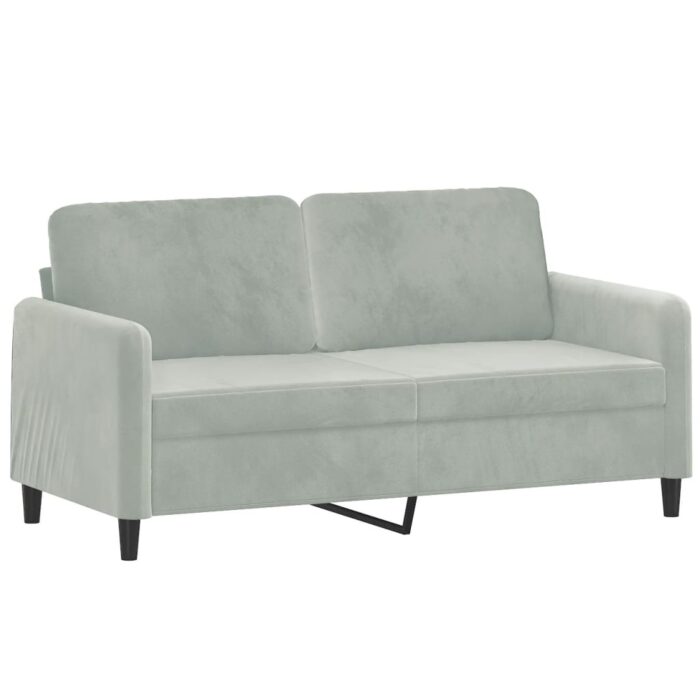 Ensemble de canapés 2 pcs avec coussins gris clair velours – Image 2