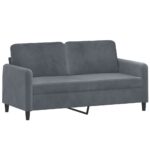 Ensemble de canapés 2 pcs avec coussins gris foncé velours – Image 2