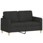 Ensemble de canapés 3 pcs avec coussins Noir Tissu – Image 2