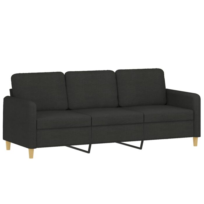 Ensemble de canapés 3 pcs avec coussins Noir Tissu – Image 3