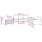 Ensemble de canapés 3 pcs avec coussins Noir Tissu – Image 6