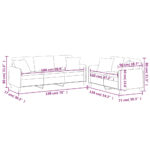 Ensemble de canapés 2 pcs coussins gris clair tissu – Image 7