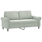Ensemble de canapés 2 pcs avec coussins Gris clair Velours – Image 2
