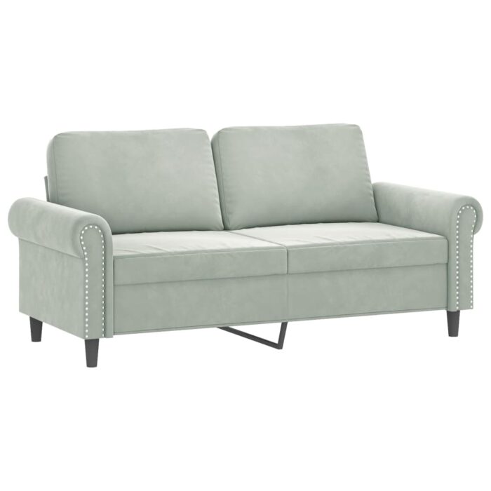 Ensemble de canapés 2 pcs avec coussins Gris clair Velours – Image 2