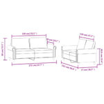 Ensemble de canapés 2 pcs avec coussins Gris clair Velours – Image 5