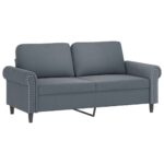 Ensemble de canapés 2 pcs avec coussins gris foncé velours – Image 2