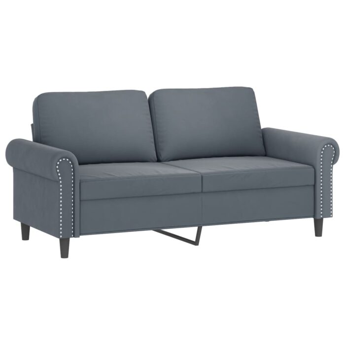 Ensemble de canapés 2 pcs avec coussins gris foncé velours – Image 2