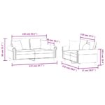 Ensemble de canapés 2 pcs avec coussins gris foncé velours – Image 6