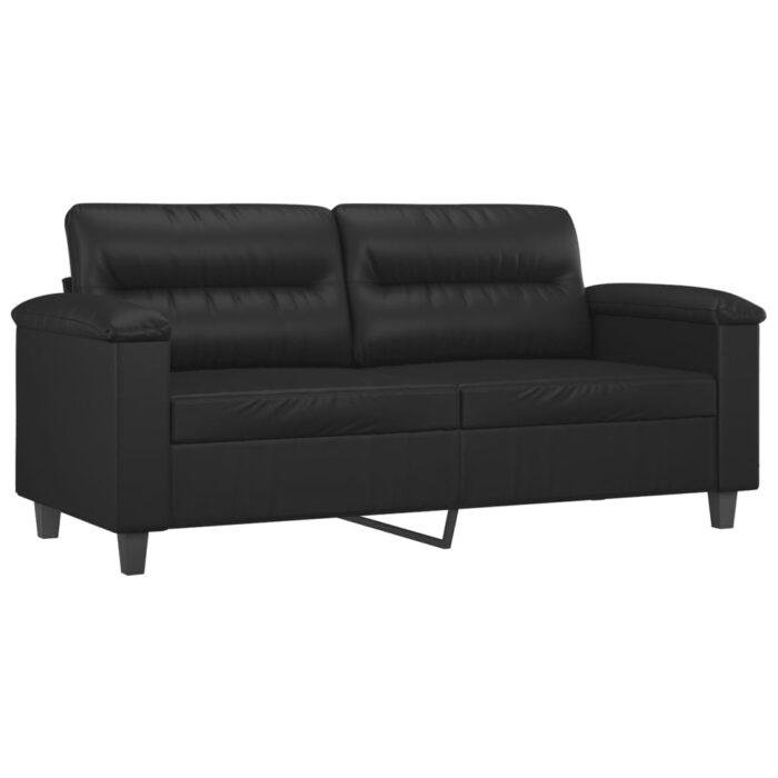 Ensemble de canapés 2 pcs avec coussins Noir Similicuir – Image 2