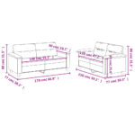 Ensemble de canapés 2 pcs avec coussins Noir Similicuir – Image 5