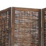 Cloison de séparation 5 panneaux marron foncé paulownia massif – Image 4