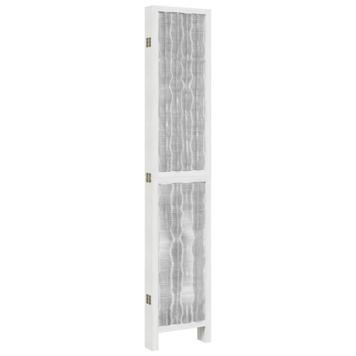 Cloison de séparation 6 panneaux blanc bois de paulownia massif – Image 3