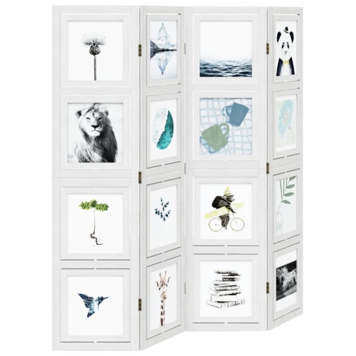 Cloison de séparation 4 panneaux blanc bois de paulownia massif – Image 2