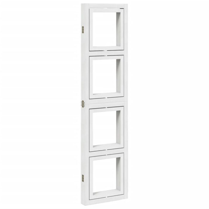 Cloison de séparation 4 panneaux blanc bois de paulownia massif – Image 4