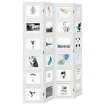 Cloison de séparation 4 panneaux blanc bois de paulownia massif – Image 2