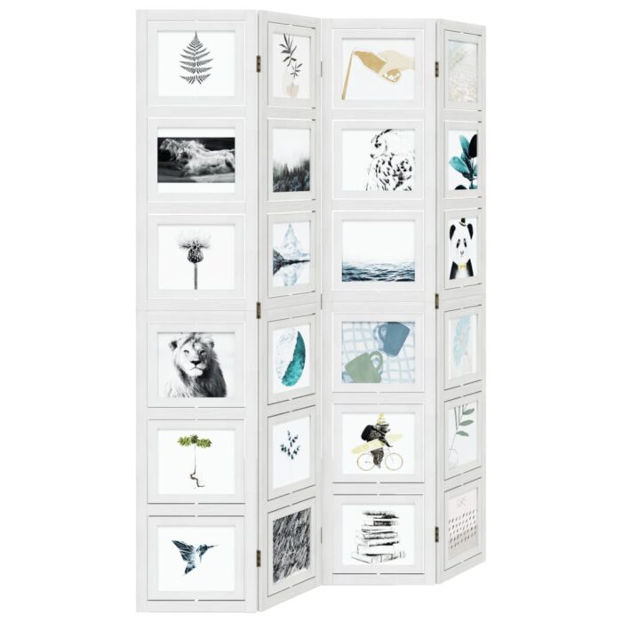 Cloison de séparation 4 panneaux blanc bois de paulownia massif – Image 2