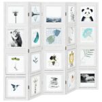 Cloison de séparation 5 panneaux blanc bois de paulownia massif – Image 2