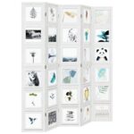 Cloison de séparation 5 panneaux blanc bois de paulownia massif – Image 2