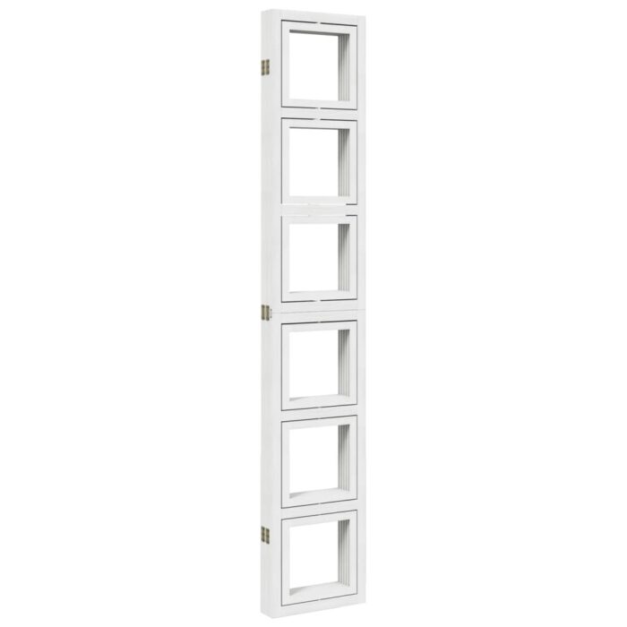 Cloison de séparation 5 panneaux blanc bois de paulownia massif – Image 4