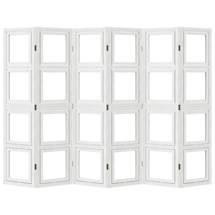 Cloison de séparation 6 panneaux blanc bois de paulownia massif – Image 3