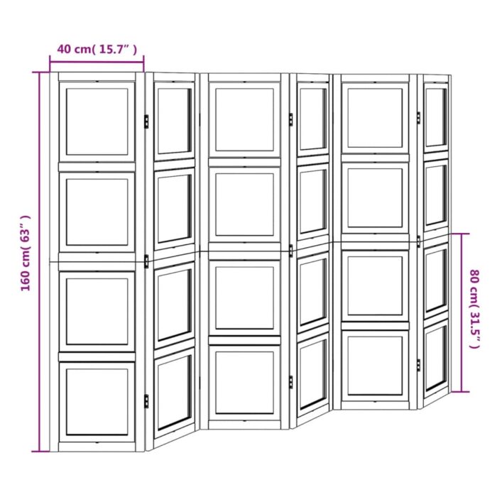 Cloison de séparation 6 panneaux blanc bois de paulownia massif – Image 7