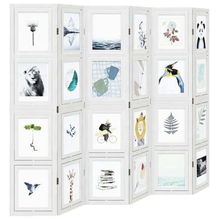 Cloison de séparation 6 panneaux blanc bois de paulownia massif – Image 2