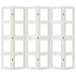 Cloison de séparation 6 panneaux blanc bois de paulownia massif – Image 3