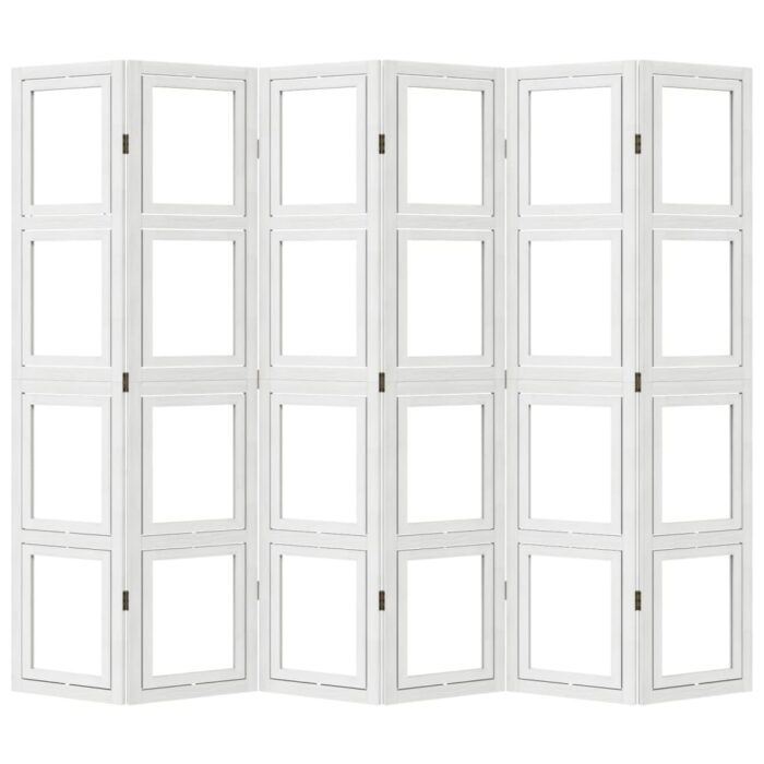 Cloison de séparation 6 panneaux blanc bois de paulownia massif – Image 3