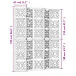 Cloison de séparation 5 panneaux marron noir paulownia massif – Image 6