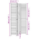 Cloison de séparation 3 panneaux noir bois de paulownia massif – Image 6