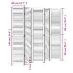 Cloison de séparation 5 panneaux noir bois de paulownia massif – Image 6