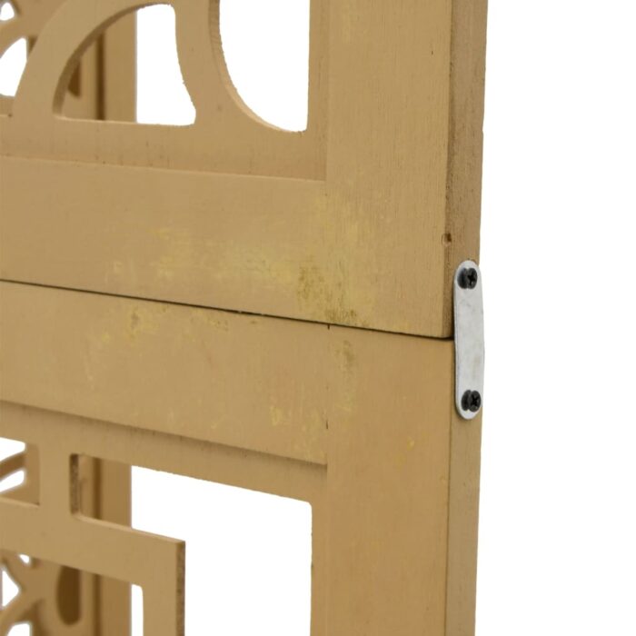 Cloison de séparation 6 panneaux marron bois paulownia massif – Image 5