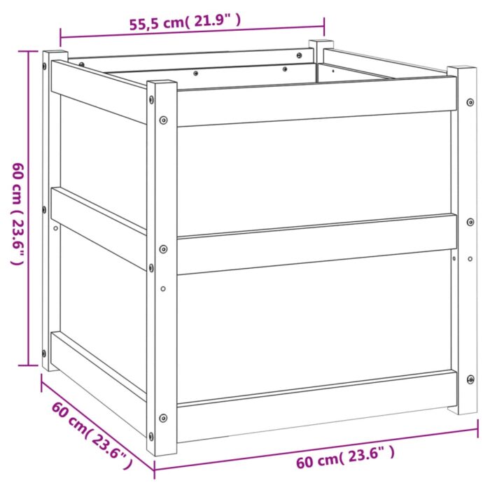 Jardinière d'extérieur 60x60x60 cm bois de pin massif – Image 9