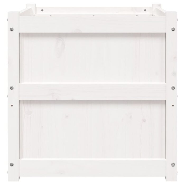 Jardinière blanc 60x60x60 cm bois de pin massif – Image 3